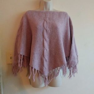 DKNY Jeans Poncho Cable Knit Wool Sz M/L